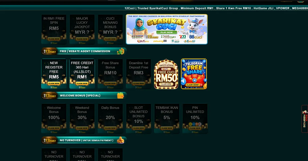 12Cuci promotions page for Malaysian players