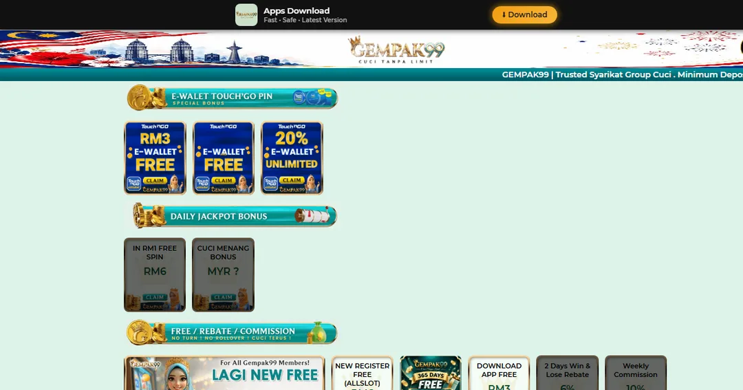 Gempak99 promotions page for Malaysian players.