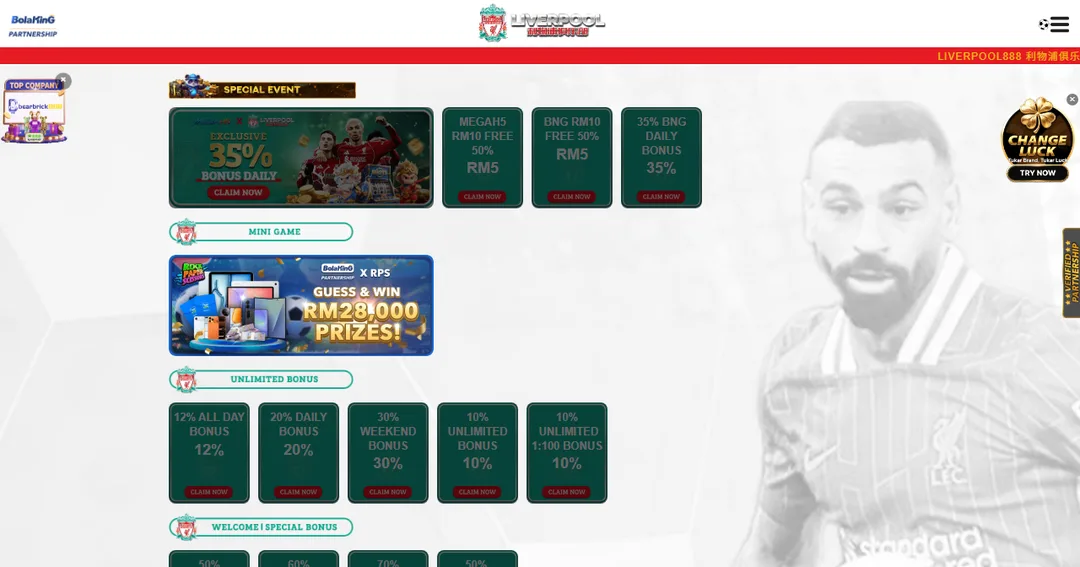 LIVERPOOL888 promotions page for Malaysian players.